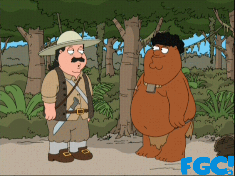 white Cleveland and black Peter on Family Guy